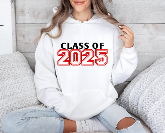 CLASS OF 2025-RED WRITING-HOODIE