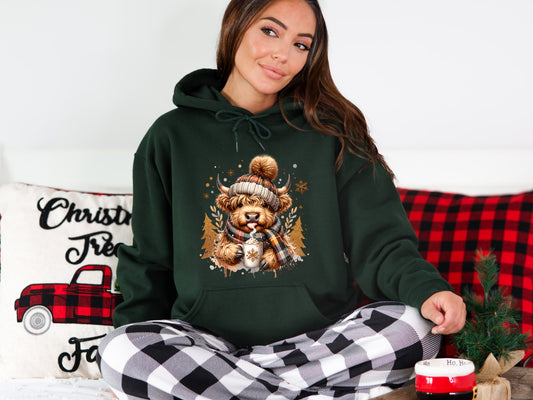 HOT COCOA CHRISTMAS COW - HOODIE