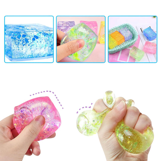 Rebound Squishy Glitter Cube