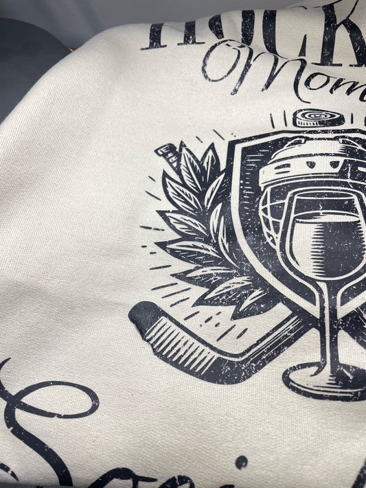 *SALE*  Hockey Mom Social Club Crewneck - SIZE M -* STICK IS MESSED UP*