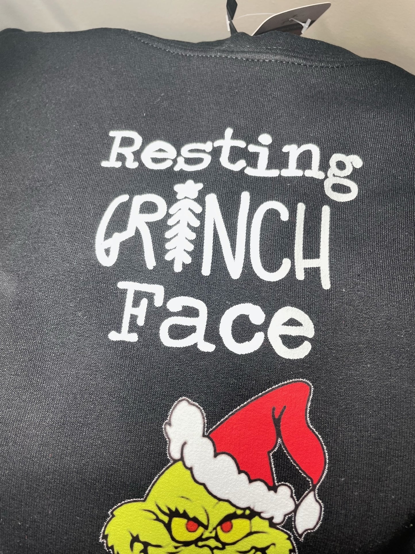 *SALE* Resting Grinch Face Hoodie - SIZE L -*"R" IS SKEWED*