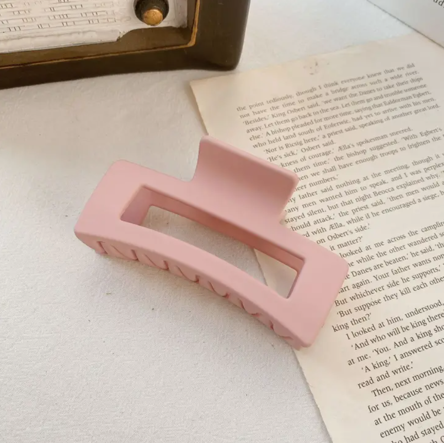 Pastel Matte Square Hair Claw Clips - Baby Pink