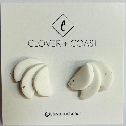 Polymer Clay Fringe Studs - Speckled White