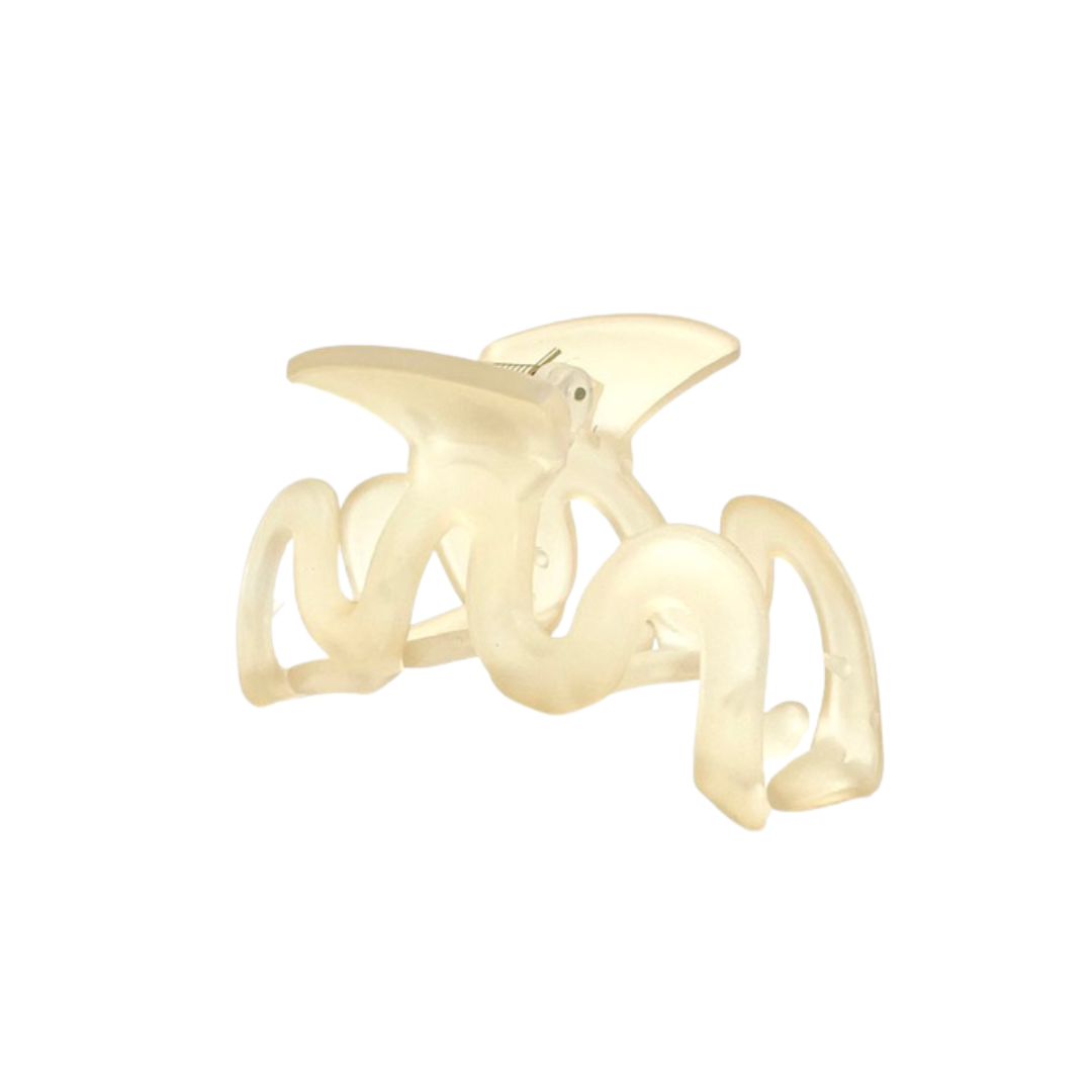 Wavy Claw Clip - Frosted Yellow