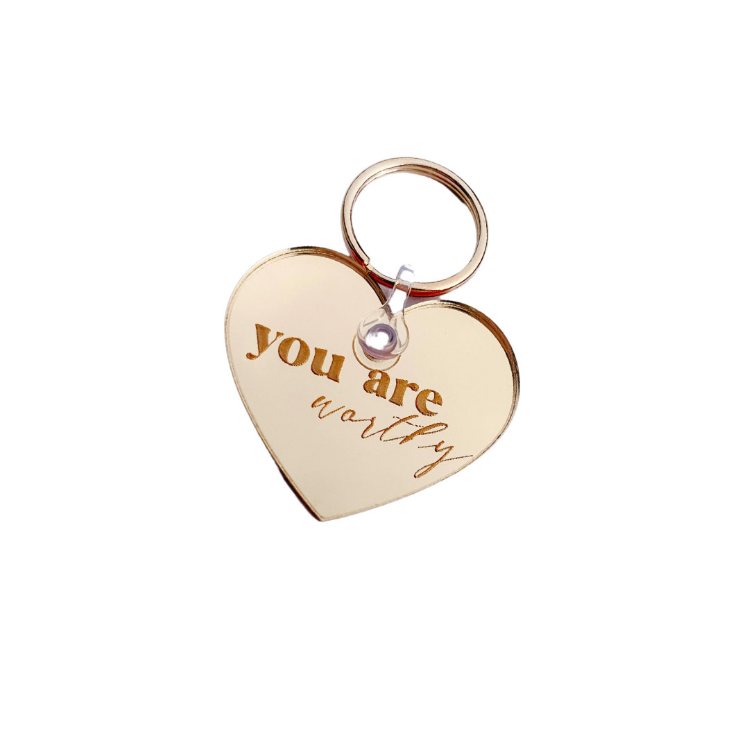 You Are Worthy Keychain - Gold