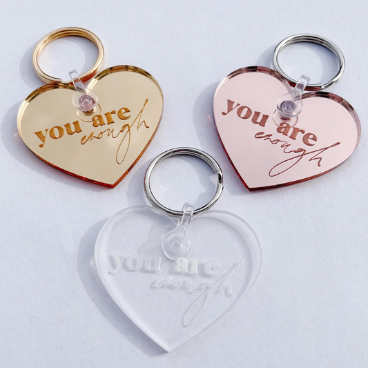 You Are Enough Keychain - Rose Gold