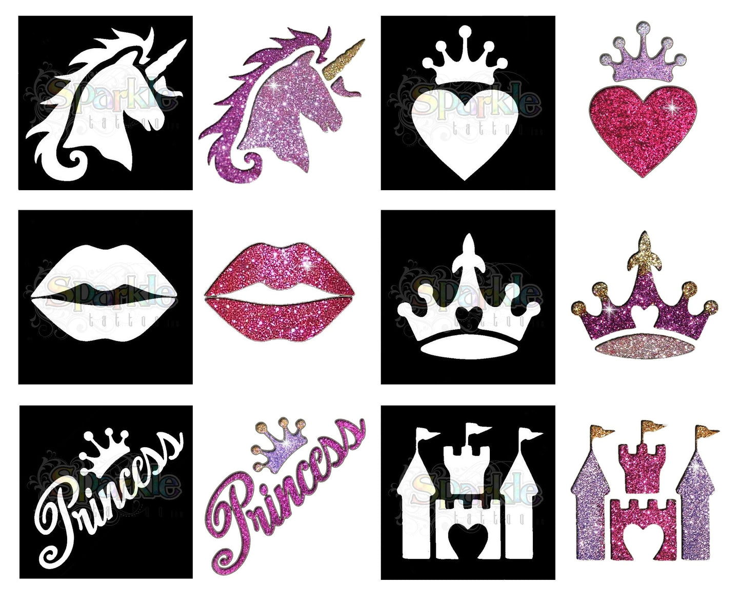 Tattoo Stencils - Princess Collection