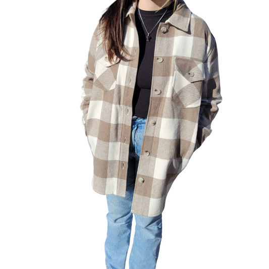 RD Style Shacket - Taupe Plaid
