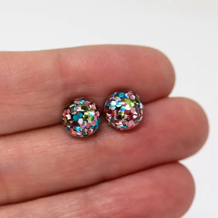 Glitter Earrings - Rainbow