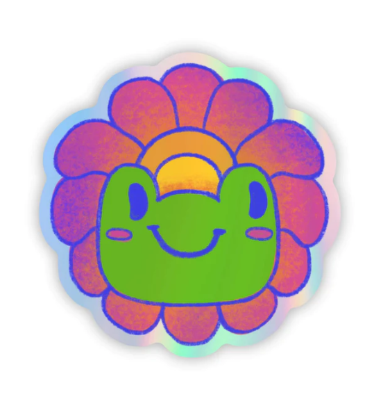 Happy Frog Flower Sticker