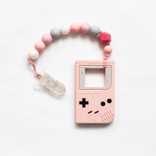 Gameboy Teether with Clip - Pink