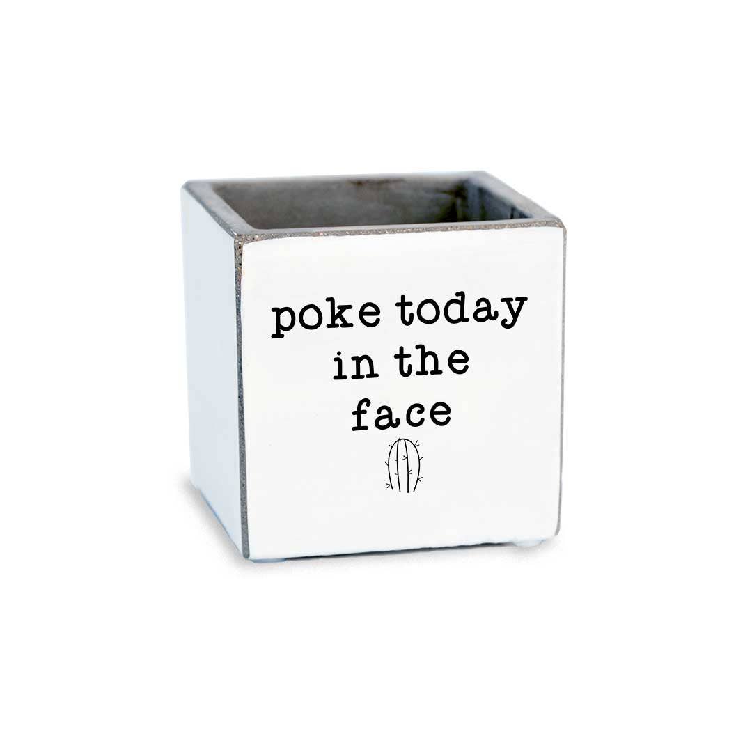 Poke Today in The Face - Small Concrete Planter