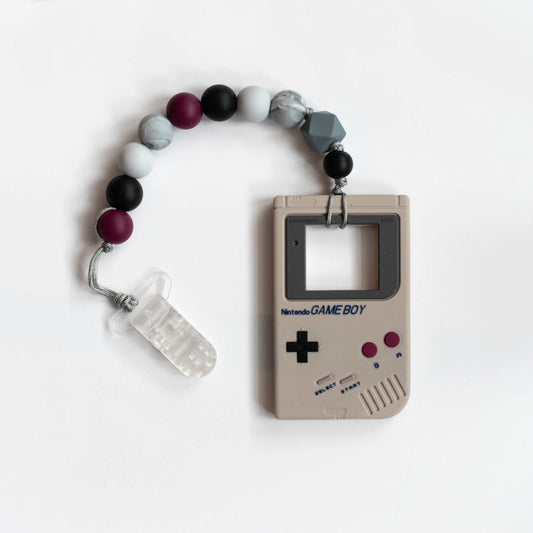 Gameboy Teether with Clip -Taupe